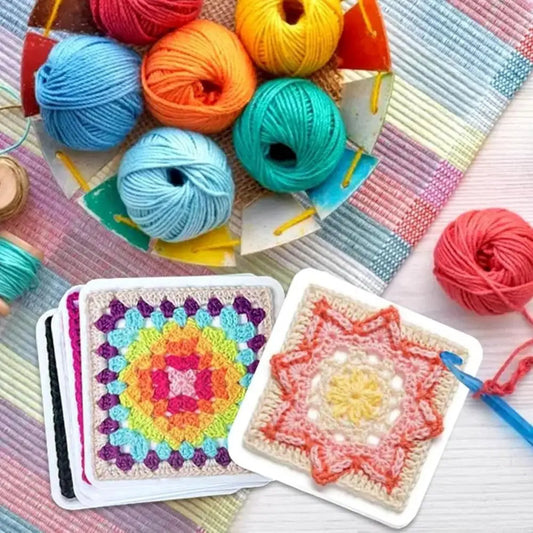 50 Mix & Matchs Designs Crochet Cards The Granny Square Card Decks Knitting Kit DIY Knitted Pattern Cards Set for Beginners