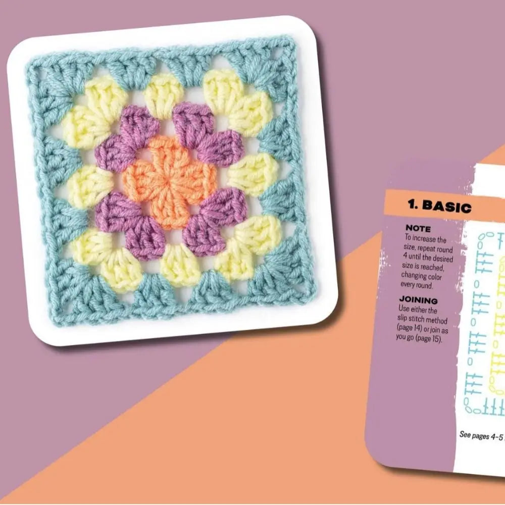50 Mix & Matchs Designs Crochet Cards The Granny Square Card Decks Knitting Kit DIY Knitted Pattern Cards Set for Beginners
